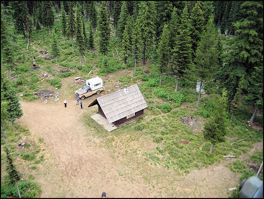 Aerial view of ground cabin