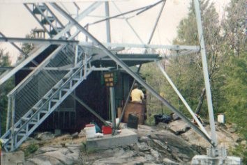 1992 photo of cabin and tower by Bob Spear