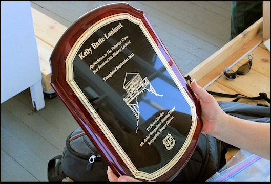  Plaque at dedication of Kelly Butte as a national historic building, September 2011
