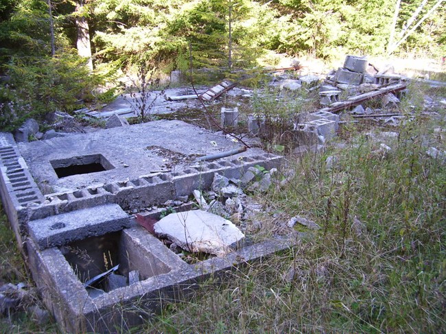 Watchman's cabin remains in October 2008