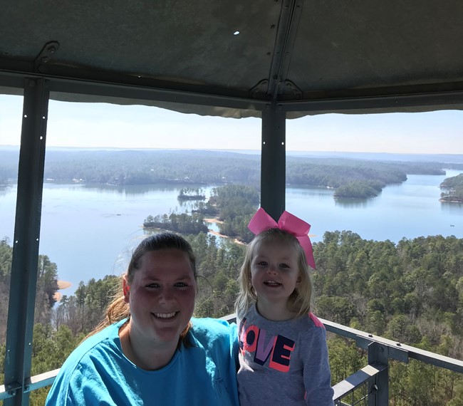My 2 year old and I hiked the 1/2 mile up to it. We oth loved the veiw of Lake Martin.