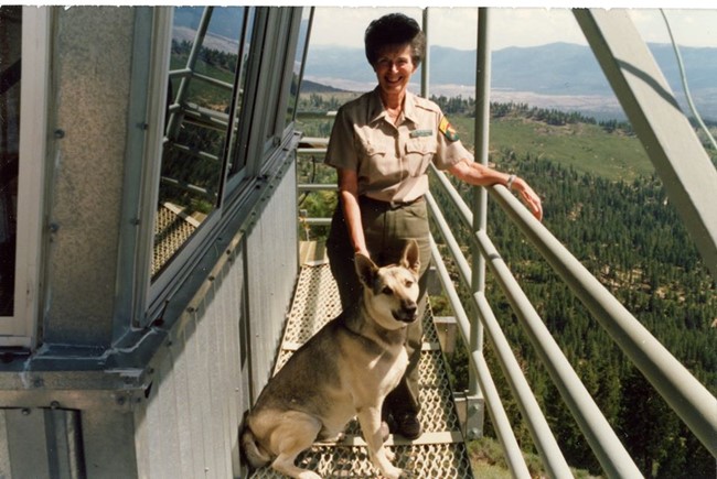 Lookout Kay McLaughlin and her dog Komac