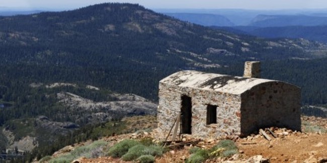 Panoramic view with the old lookout in the foreground