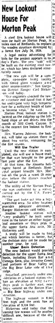 New Lookout House For Morton Peak - April 13, 1960