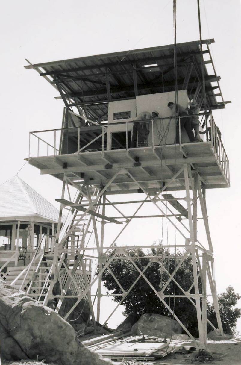 New lookout under construction with old building visible