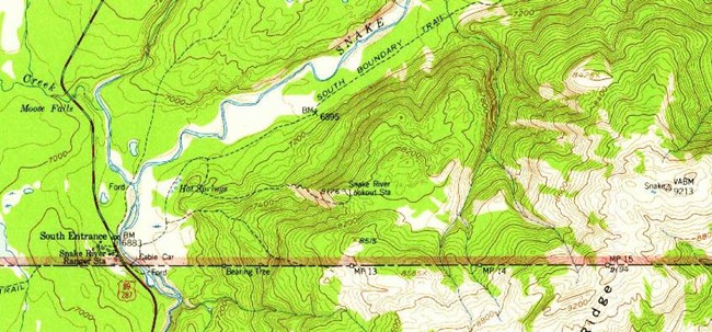 1955 USGS Topo Map showing the old trail route to the lookout