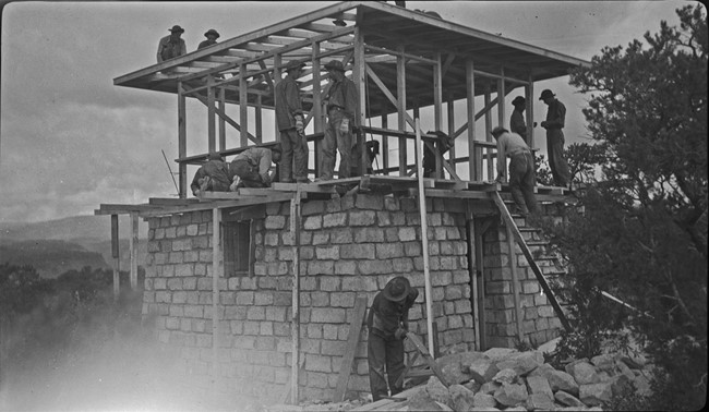 Bandelier Lookout under construction - 1940-41
