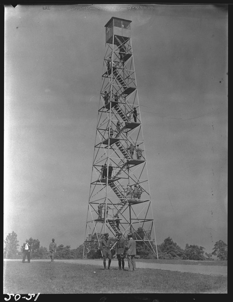 Weed Patch tower photo by Frank Hohenberger taken Oct 2 1931 (Courtesy, The Lilly Library, Indiana University, Bloomington, Indiana.)