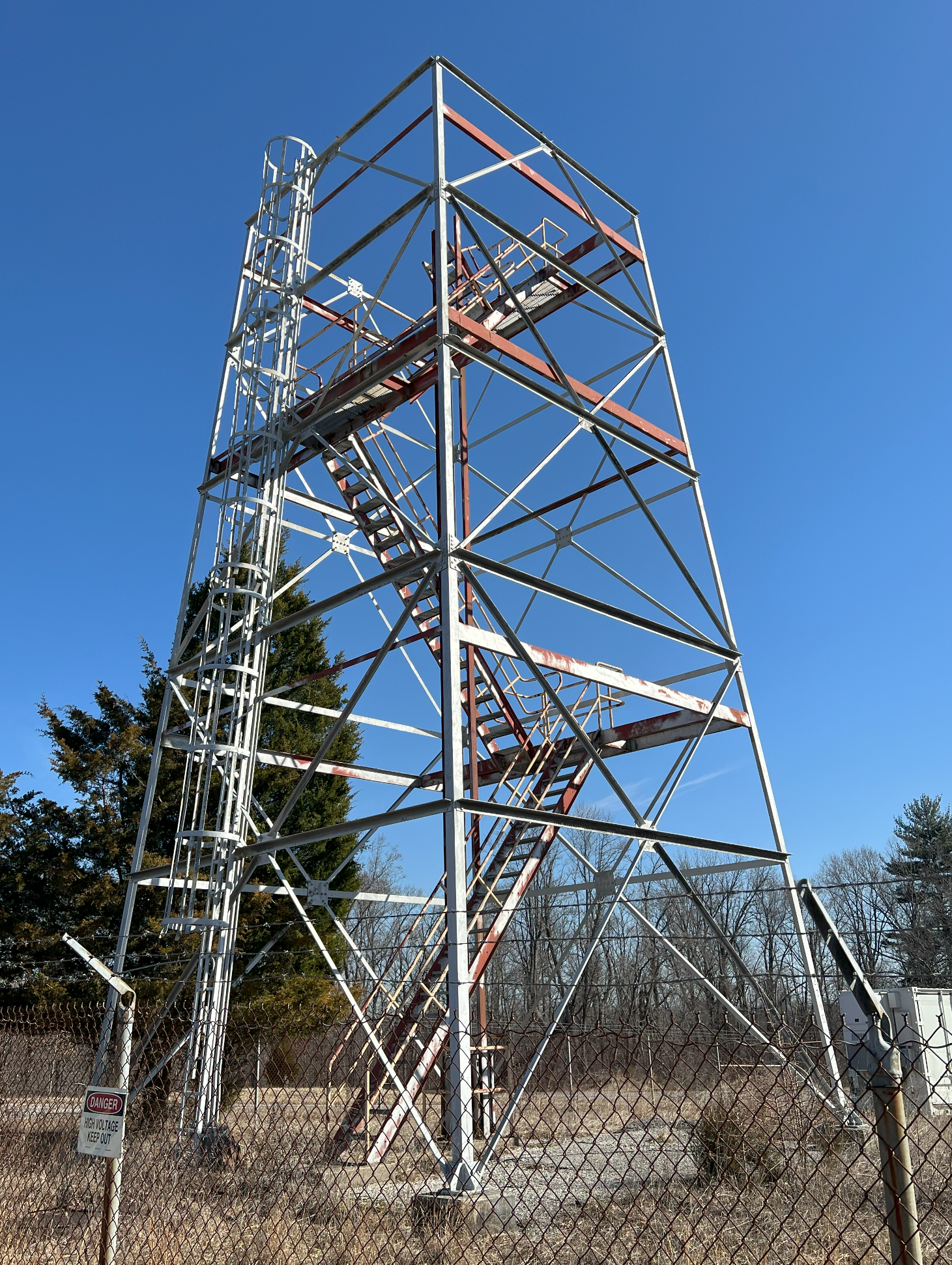 Half-demolished northern Crane fire tower from February 2025